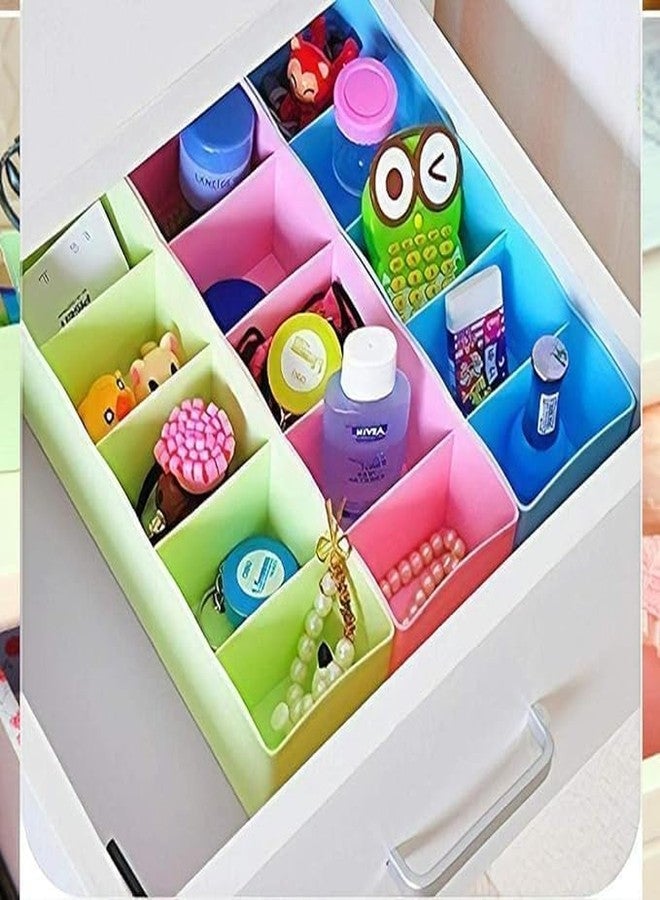 KITCHOOK Multi-Color Plastic Storage Organizer Tray – Drawer Divider Box with Compartments for Socks, Underwear, Cosmetics & Small Accessories (Set of 4) - Image 3