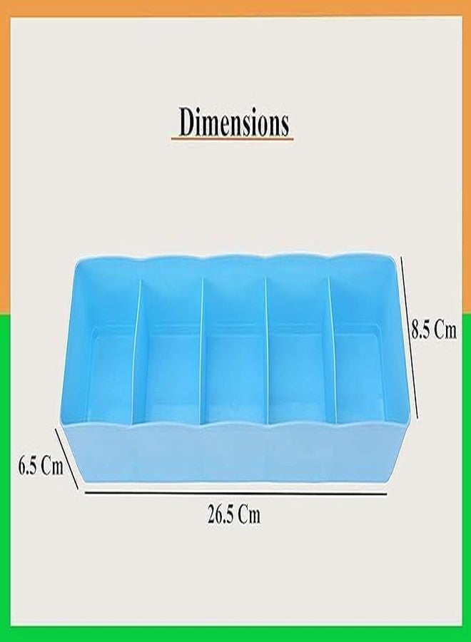 KITCHOOK Multi-Color Plastic Storage Organizer Tray – Drawer Divider Box with Compartments for Socks, Underwear, Cosmetics & Small Accessories (Set of 4) - Image 2