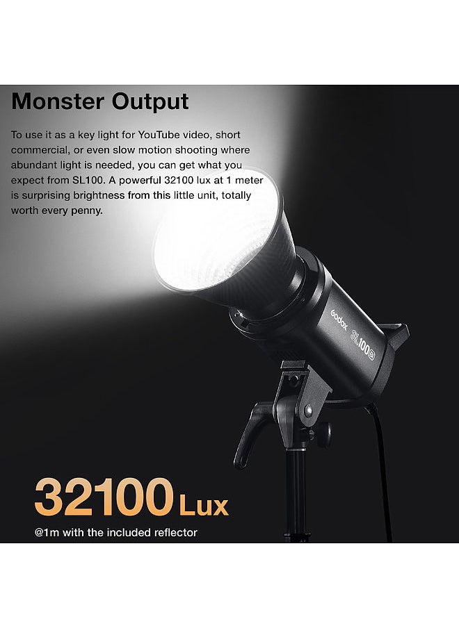 SL100Bi Compact LED Video Light Photography Fill Light 100W 2800K-6500K Bi-color Temperature Built-in 11 FX Lighting Effects CRI96+ TLCI97+ Bowens Mount