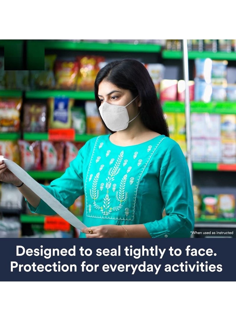 جهاز تنفس KN95 بتصميم مريح متطور لتصفية ما لا يقل عن 95٪ من الجسيمات المحمولة في الهواء والمواد المسببة للحساسية قناع الوجه 3 وحدات بيضاء - Image 4