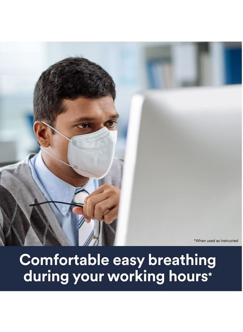 جهاز تنفس KN95 بتصميم مريح متطور لتصفية ما لا يقل عن 95٪ من الجسيمات المحمولة في الهواء والمواد المسببة للحساسية قناع الوجه 3 وحدات بيضاء - Image 2