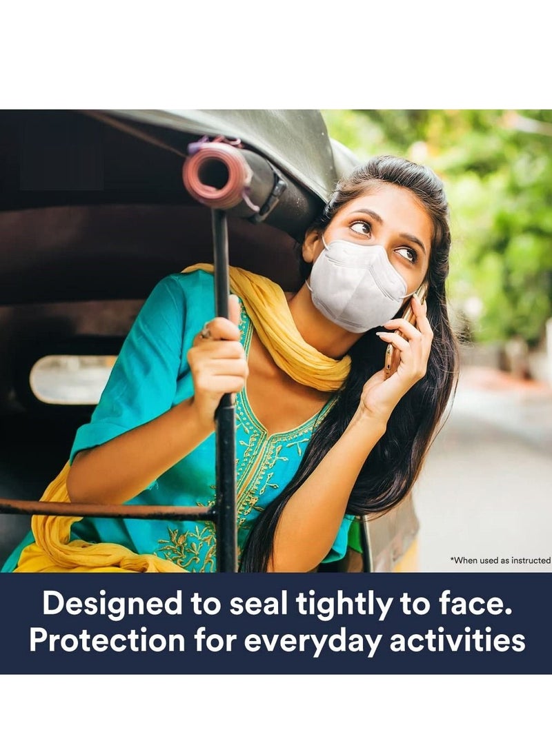 جهاز تنفس KN95 بتصميم مريح متطور لتصفية ما لا يقل عن 95٪ من الجسيمات المحمولة في الهواء والمواد المسببة للحساسية قناع الوجه 3 وحدات بيضاء - Image 5