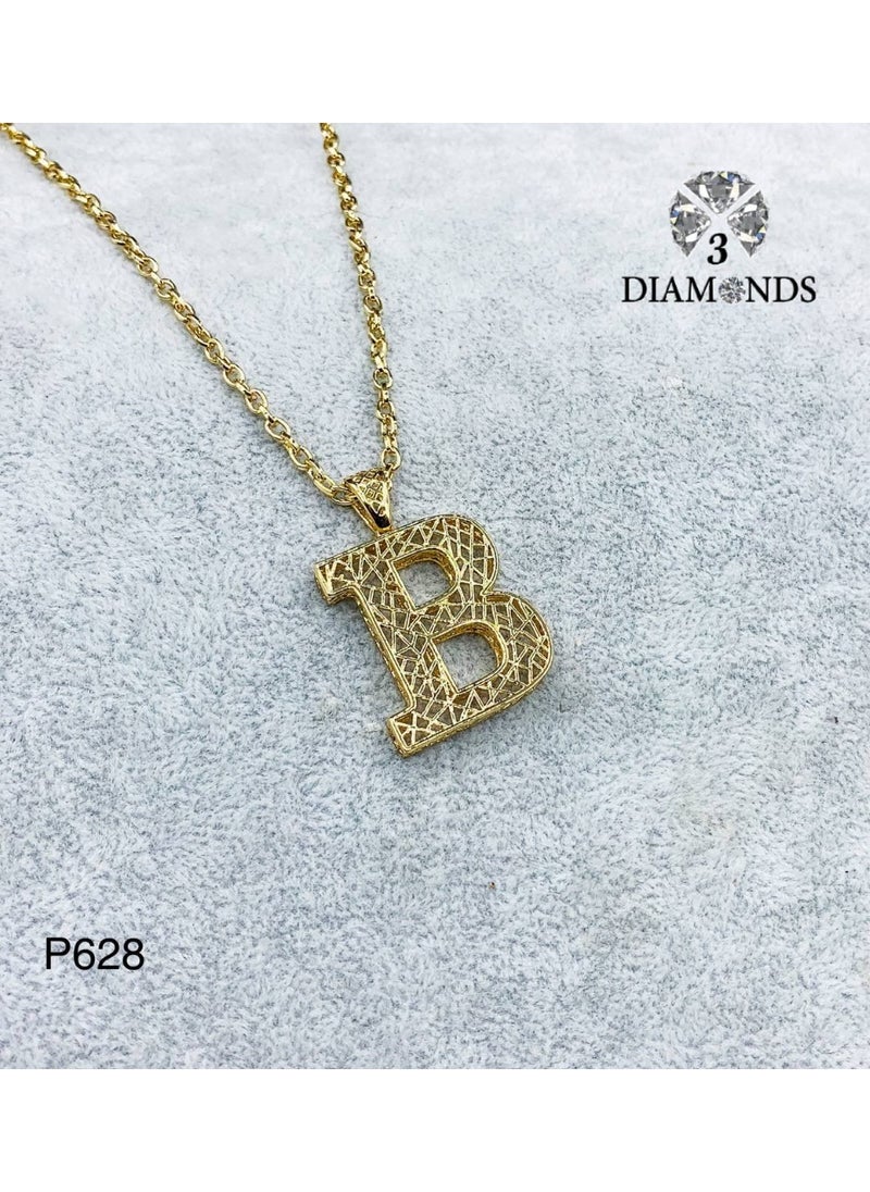 3Diamonds 3DIAMONDS Women’s Gold-Plated Necklace with Letter "B" Pendant – Stylish Initial Jewelry 