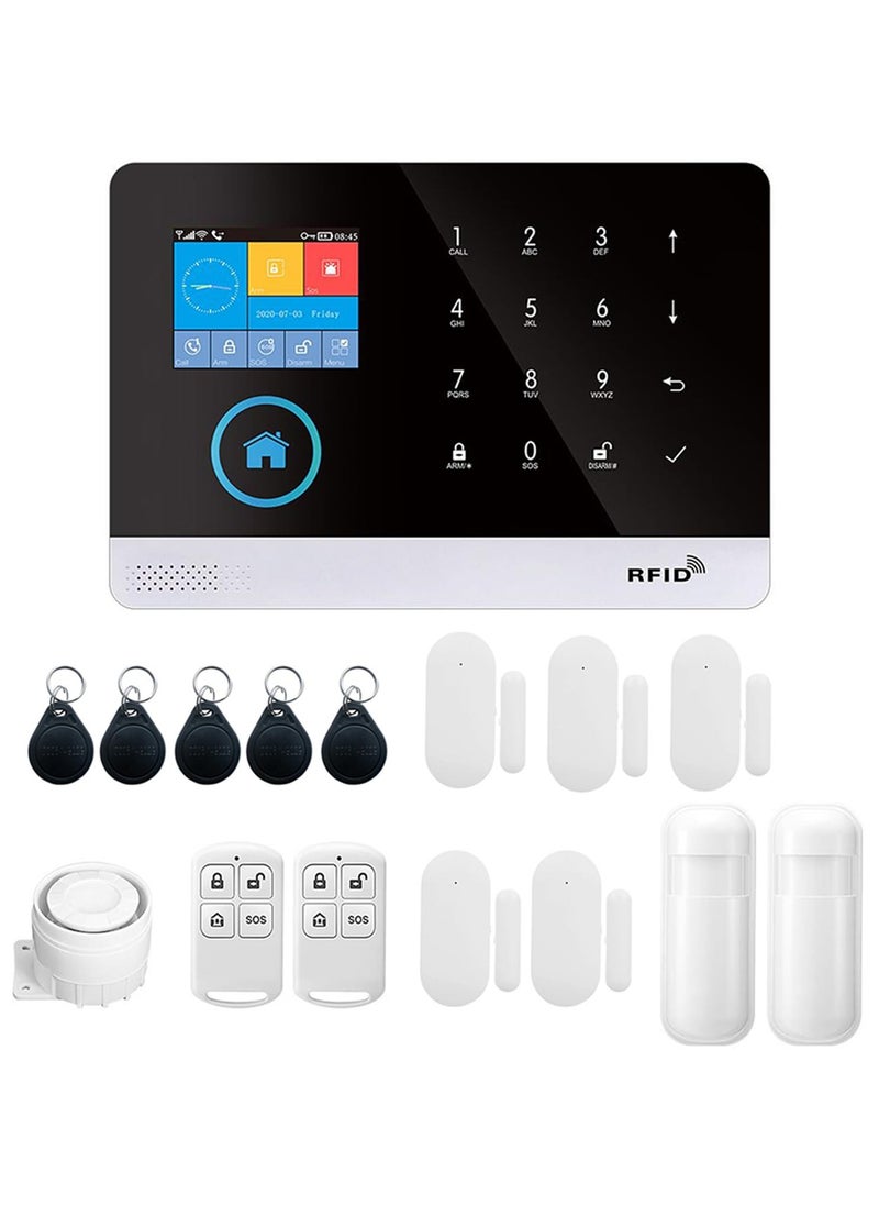 XiuWoo 433MHz Wireless WIFI and GSM Auto-dial Alarm Security System LCD Display Door Sensor Remote Control Compatible with Alexa Home Voice Control Smart Home Burglar Security Alarm System  - Image 1