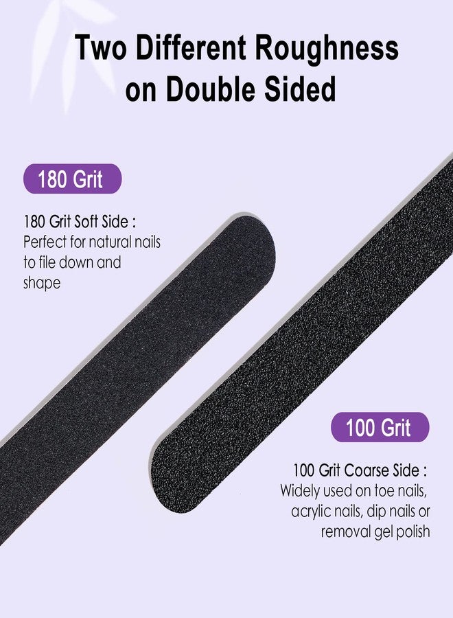 CANVALITE Nail File Thin Emery Boards for Nails 100/180 Grit Nail Files for Natural Nails Manicure Pedicure Tool for Home and Salon Use 100PCS - Image 2