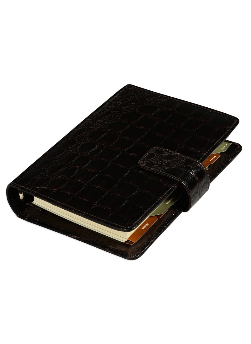 FIS FIS® Leather Organizer  "CROCODILUS" and Activity Journal, Size: (11x17cm), Color : Brown_ FSORLO2BR  - Image 2