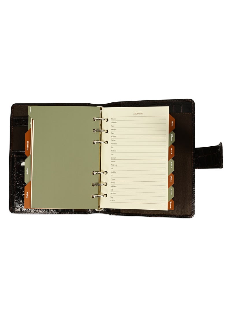 FIS FIS® Leather Organizer  "CROCODILUS" and Activity Journal, Size: (11x17cm), Color : Brown_ FSORLO2BR  - Image 4