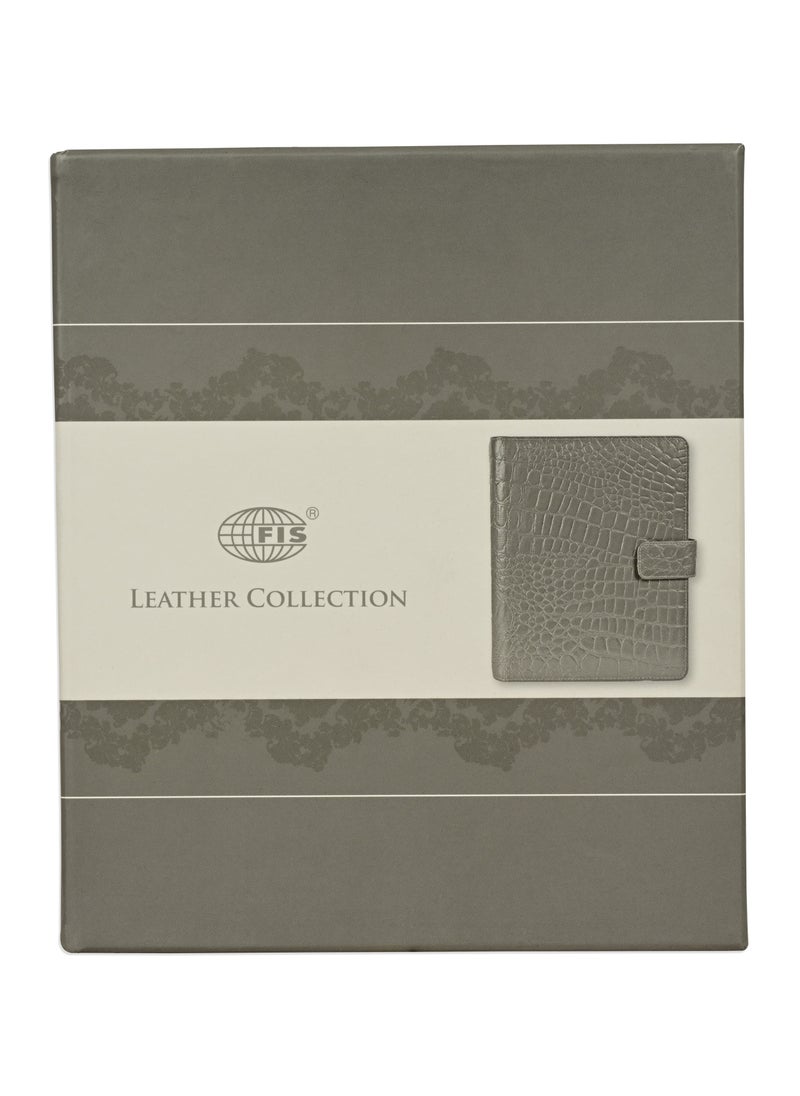 FIS FIS® Leather Organizer  "CROCODILUS" and Activity Journal, Size: (11x17cm), Color : Brown_ FSORLO2BR  - Image 5