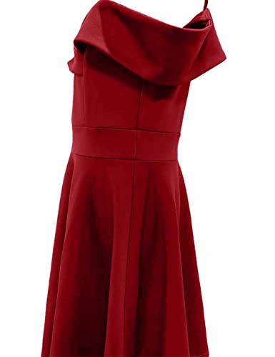 LuckyShe Big Girls Princess Dresses Elegant Cold Shoulder A Line Swing Party Dress for Kids,Dark Red,10 Years - Image 5