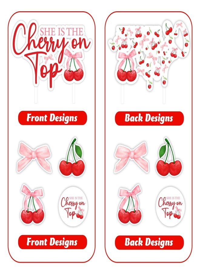 Merrystorm She's The Cherry On Top Baby Shower Cake Toppers Cherry Themed Cupcake Toppers Coquette Cherry Bachelorette Party Decorations Cherry Cake Decorations for Girls Baby Shower Bridal Shower Birthday Party - Image 4