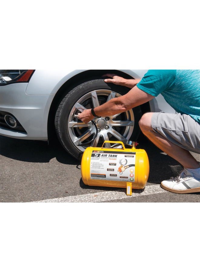 Performance Tool W10005 Hi-Viz 5-Gallon Horizontal Portable Air Tank With Tire Chuck, Yellow - Image 5