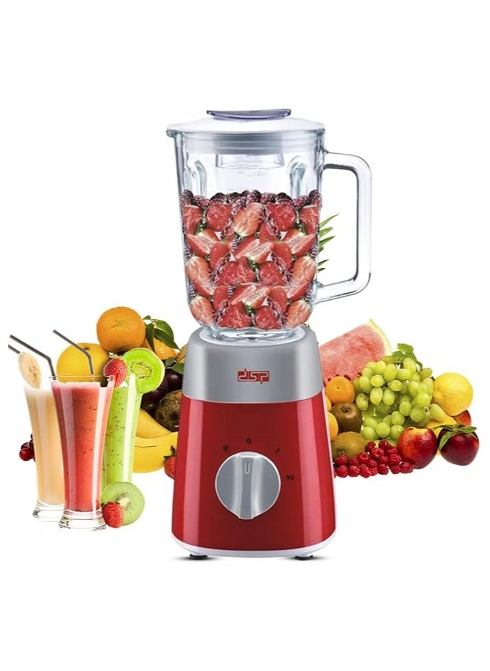 DSP DSP blender mixer, Blender Machine, 500W Blender with Stainless Steel Blades, 1.5L Glass Jar, 2 Speed Control with Pulse, Ice Crushing & Juice Blending, Powerful Motor, KJ2038  - Image 1