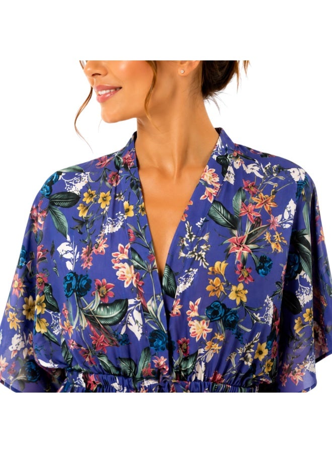 Zecotex Women's Short Chiffon Floral Print Dress Beach Cover-Up - Image 4