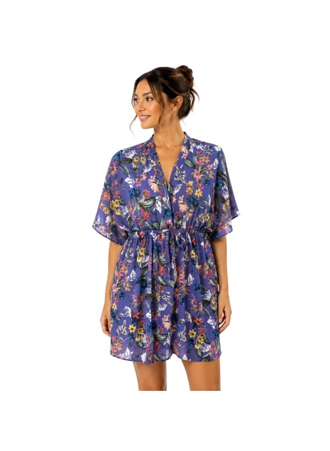 Zecotex Women's Short Chiffon Floral Print Dress Beach Cover-Up - Image 1