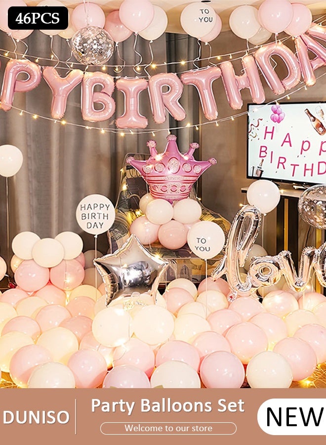 DUNISO زينة عيد ميلاد التاج الوردي للبالغين والأطفال، زينة حفلات عيد ميلاد سعيد، لافتة عيد ميلاد سعيد وحروف بالون عيد الميلاد - Image 1