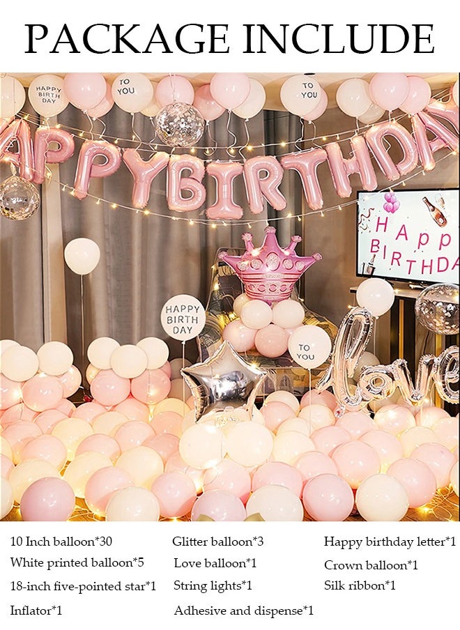 DUNISO - Pink Crown Birthday Decorations for Adult and Kids Happy Birthday Party Decorations Happy Birthday Banner and Balloon Birthday Balloon Letters - Image 1