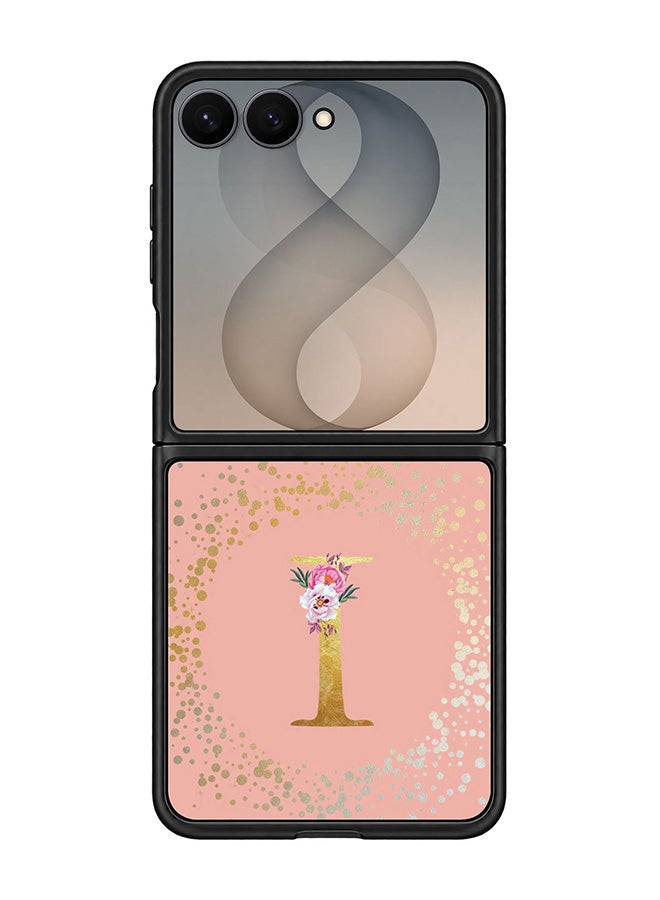 Stylizedd Rugged Case for Samsung Galaxy Z Flip8- Slim Fit Hybrid Rubber Cover Floral Monogram - I (Rose Pink)