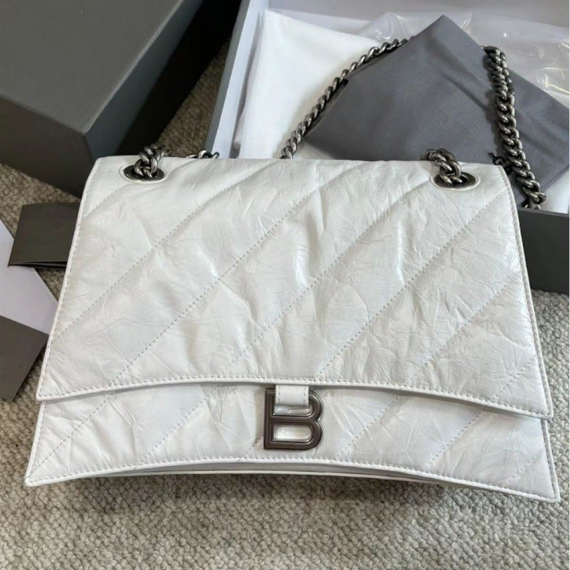 2023 New Twill Hourglass Bag Genuine Leather Pleated Diamond Chain Bag Shoulder Crossbody Underarm B Buckle Women'S Bag - Image 5