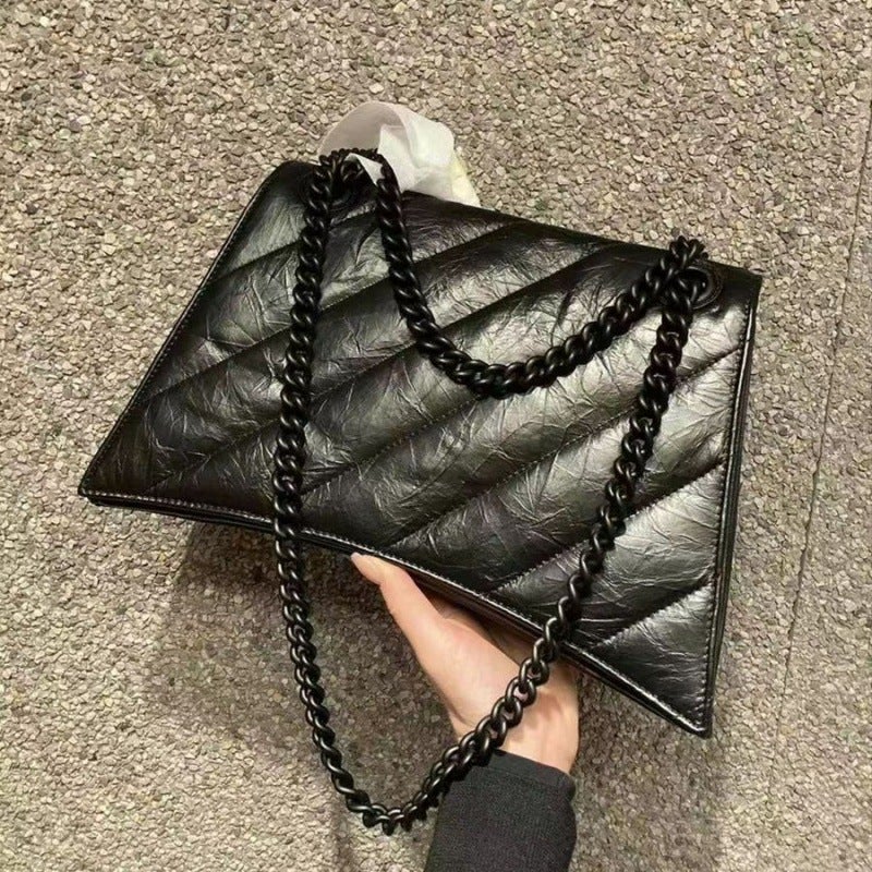 2023 New Twill Hourglass Bag Genuine Leather Pleated Diamond Chain Bag Shoulder Crossbody Underarm B Buckle Women'S Bag - Image 4