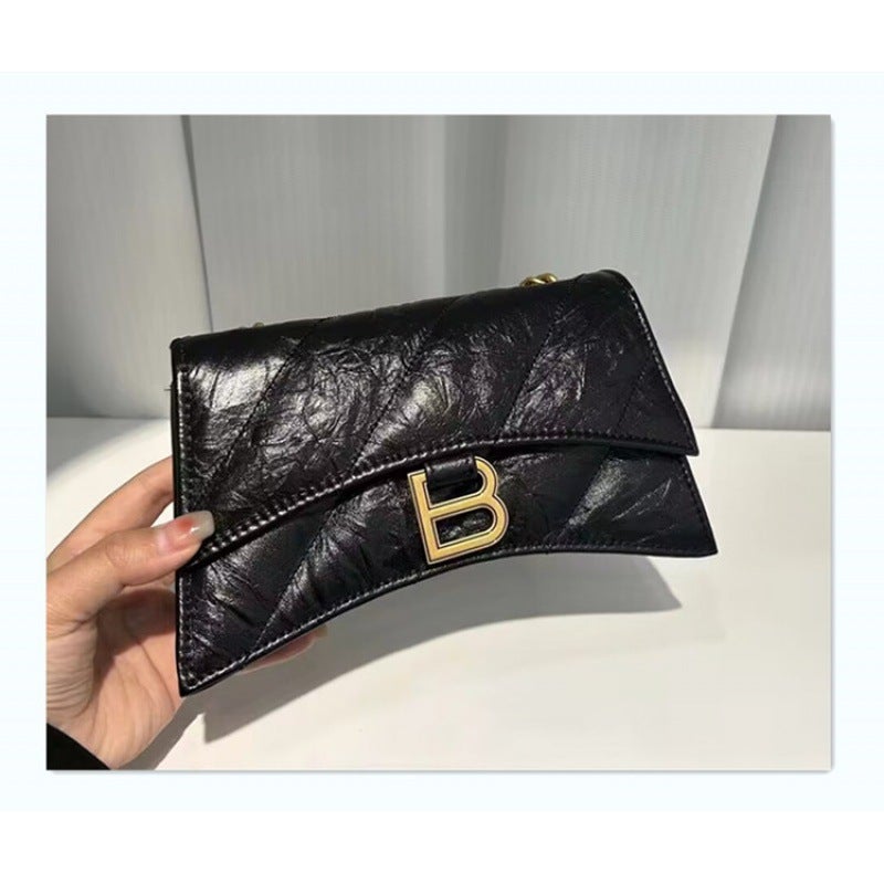 2023 New Twill Hourglass Bag Genuine Leather Pleated Diamond Chain Bag Shoulder Crossbody Underarm B Buckle Women'S Bag - Image 1