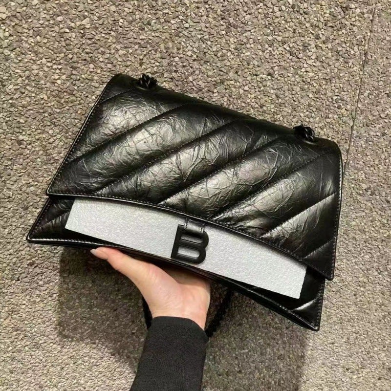 2023 New Twill Hourglass Bag Genuine Leather Pleated Diamond Chain Bag Shoulder Crossbody Underarm B Buckle Women'S Bag - Image 3