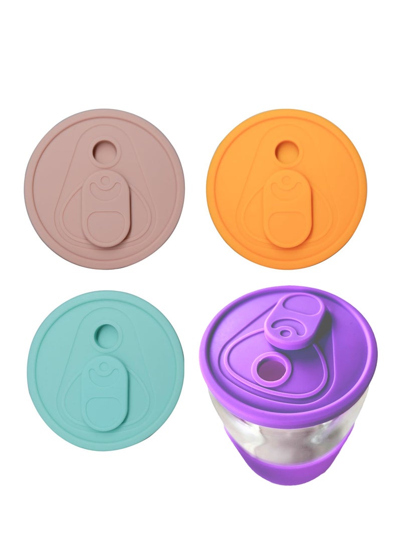 Excefore Silicone Lids Fit for 16oz Glass Cups with Lids, 4 Pack Replacement Lids for Drinking Glasses with Wooden Lids, Replacement Canning Lids for 20OZ 24OZ Glass Cups (2.75inch/70mm)  - Image 1