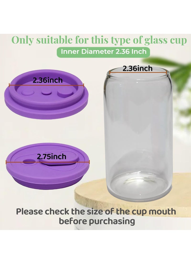 Excefore Silicone Lids Fit for 16oz Glass Cups with Lids, 4 Pack Replacement Lids for Drinking Glasses with Wooden Lids, Replacement Canning Lids for 20OZ 24OZ Glass Cups (2.75inch/70mm)  - Image 2