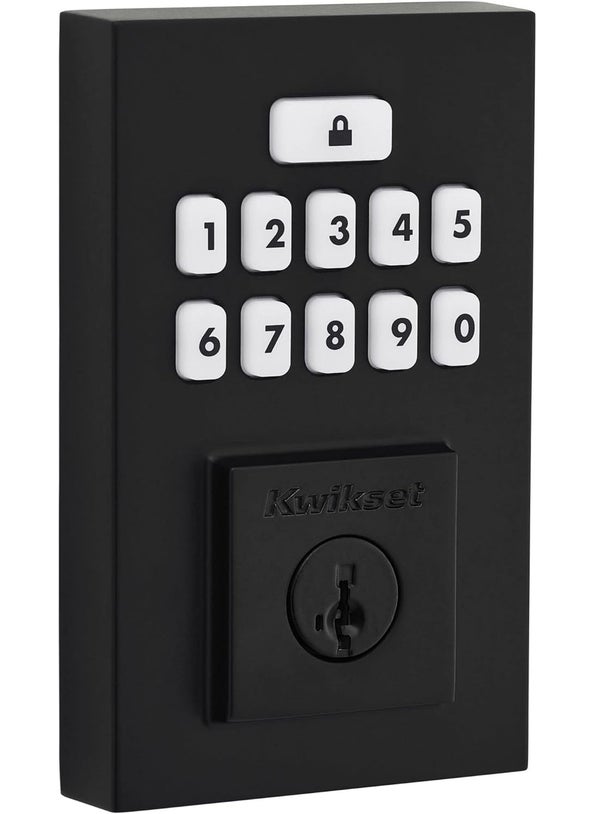 Kwikset 9260CNT514S Contemporary SmartCode Keypad Electronic Deadbolt SmartKey Matte Black Finish