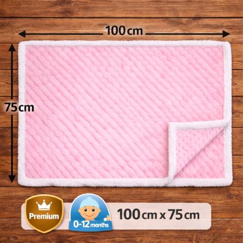BRANDONN Premium Baby Blanket 100×75 cm – Ultra Soft Flannel Sherpa Newborn Blanket for Winter, AC, Stroller, Crib, Travel (0-12 Months) - Image 5