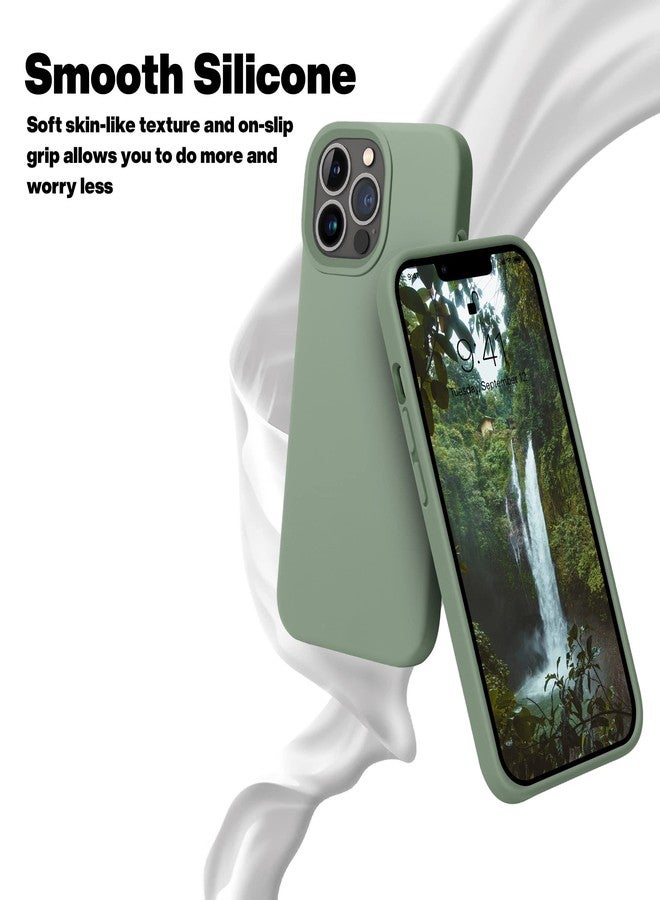 OTOFLY Compatible with iPhone 13 Pro Case ONLY, Liquid Silicone Slim Protective Shockproof Phone Case Cover with Anti-Scratch Microfiber Lining, 6.1 inch, Calke Green - Image 3