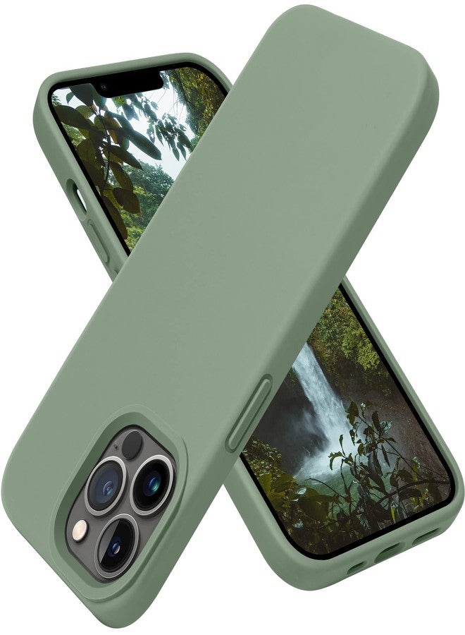 OTOFLY Compatible with iPhone 13 Pro Case ONLY, Liquid Silicone Slim Protective Shockproof Phone Case Cover with Anti-Scratch Microfiber Lining, 6.1 inch, Calke Green - Image 1