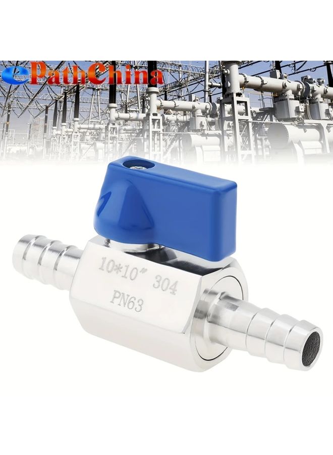 304 Stainless Steel 3 8 Inch Mini Ball Valve With 2 Hose Clamps Barb Shut Off Switch - Image 2