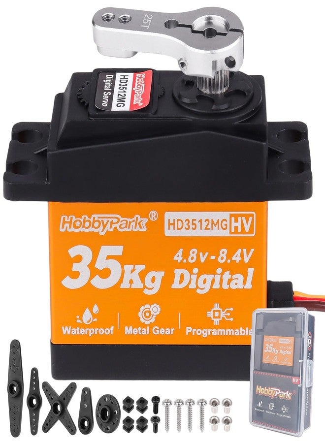 HobbyPark Waterproof 35kg High Torque Servo Motor Metal Gear Digital Servo Stainless Steel Gear Arduino Servo for RC Crawler RC Car RC Truck Buggy Airplane HV Programmable Control Angle 180° - Image 1