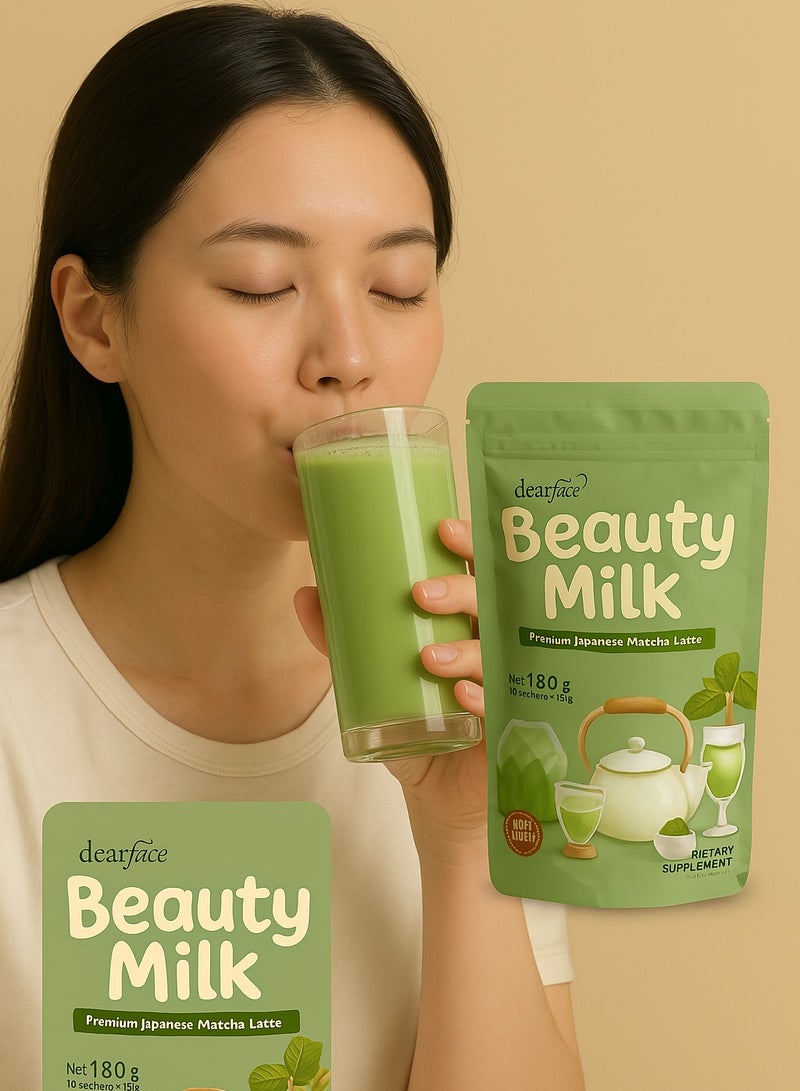 Dear Face Beauty Milk – 180g | Premium Japanese Matcha Latte for Skin Glow & Detox | Beauty Drink & Whitening Milk Supplement - Image 2