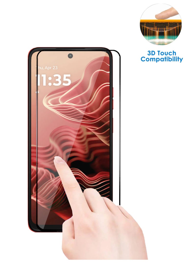 For Motorola Moto G35 5G Screen Protector – Edge to Edge Tempered Glass Screen Protector, High Transparency, Delicate Touch, Anti-Explosion, Smooth Arc Edges, Easy Installation - Image 4