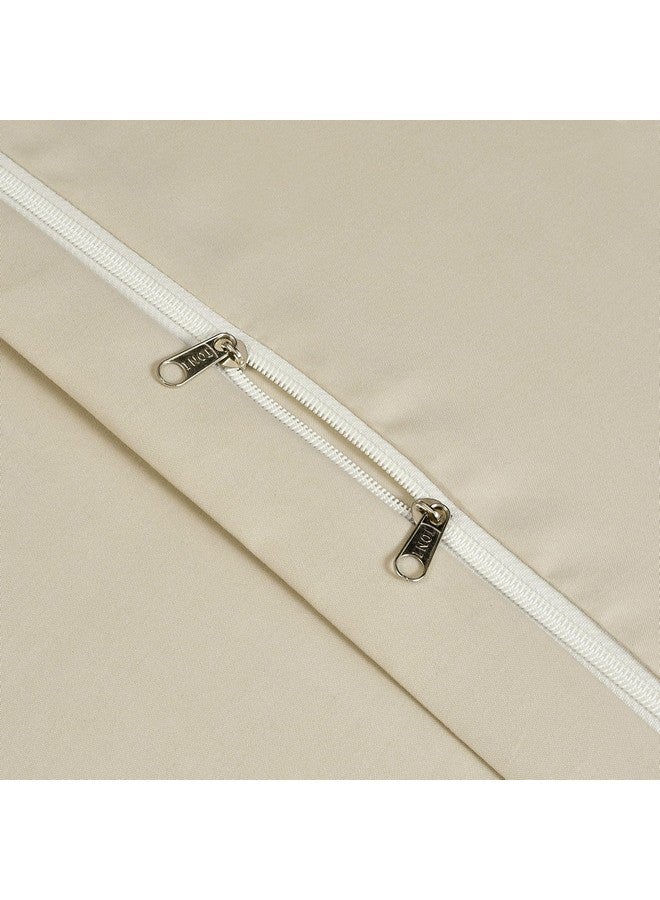 TIB Glace Cotton Plain Duvet Cover King Size | Blanket Cover Double Bed | Quilt Cover Double Bed with Zipper 140 GSM, 90x100, Beige| H603 | 140 TC - Image 4