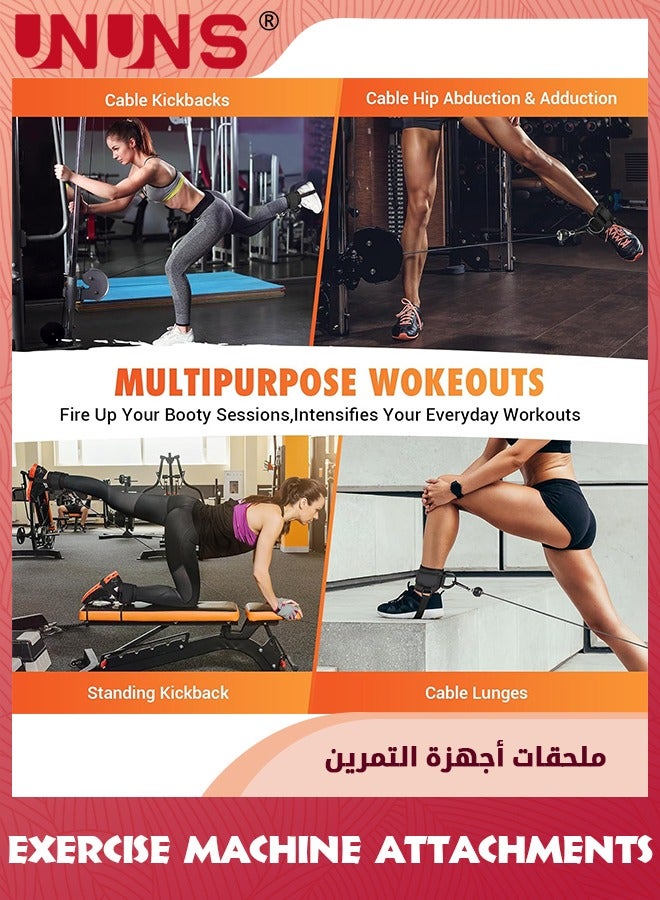 UNUNS حزام كاحل لآلة الكابل للنساء، أحزمة كاحل قابلة للتعديل لآلة الكابل للركلات، تمارين الألوية، تمديدات الساق، التواءات، معدات تدريب القوة، كفة كاحل لملحقات آلة الكابل، أسود - Image 4