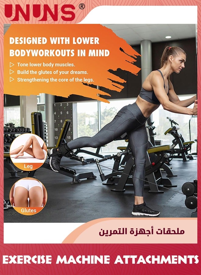 UNUNS حزام كاحل لآلة الكابل للنساء، أحزمة كاحل قابلة للتعديل لآلة الكابل للركلات، تمارين الألوية، تمديدات الساق، التواءات، معدات تدريب القوة، كفة كاحل لملحقات آلة الكابل، أسود - Image 3