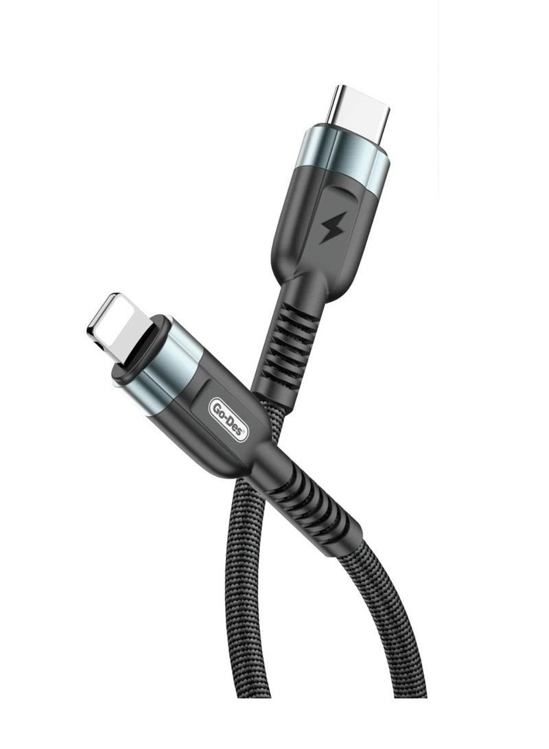 GO-DES charging cable nylon braided aluminum alloy usb cable mobile phone fast charging usb data cable type C micro for iphone - Image 1