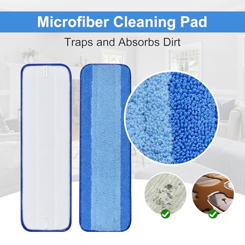 DLAIMI 4 Pack Microfiber Cleaning Pad for Bona Mop Safe for Hardwood Hard Surface Floors Dry Wet Floor Cleaning Includes 2 Microfiber Cleaning Pad and 2 Dusting Pad Microfiber Mop Pads for 18Inch Mop - Image 5