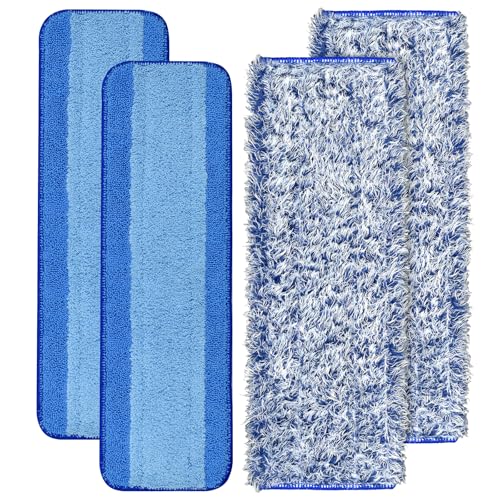 DLAIMI 4 Pack Microfiber Cleaning Pad for Bona Mop Safe for Hardwood Hard Surface Floors Dry Wet Floor Cleaning Includes 2 Microfiber Cleaning Pad and 2 Dusting Pad Microfiber Mop Pads for 18Inch Mop - Image 2