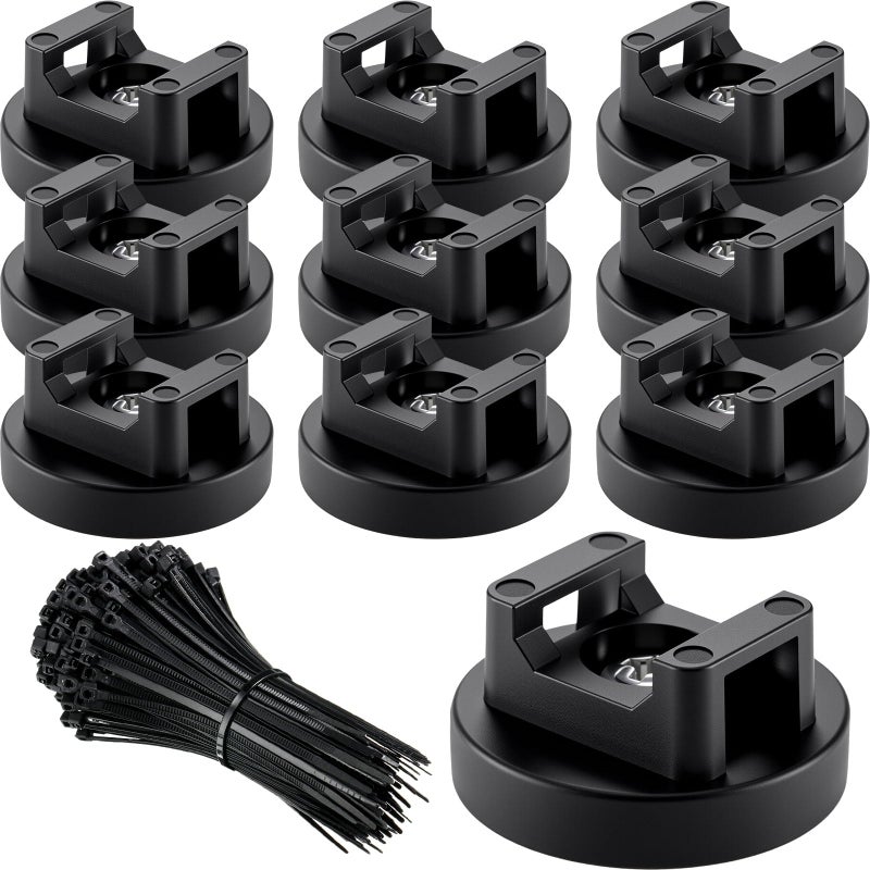 Yookeer 60 Pieces Magnetic Zip Tie Mount Multipurpose Cable Holder Magnets Magnetic Wire Management Bases with Heavy Duty Zip Mount Nylon Cable Ties in Total 31mm - Image 2