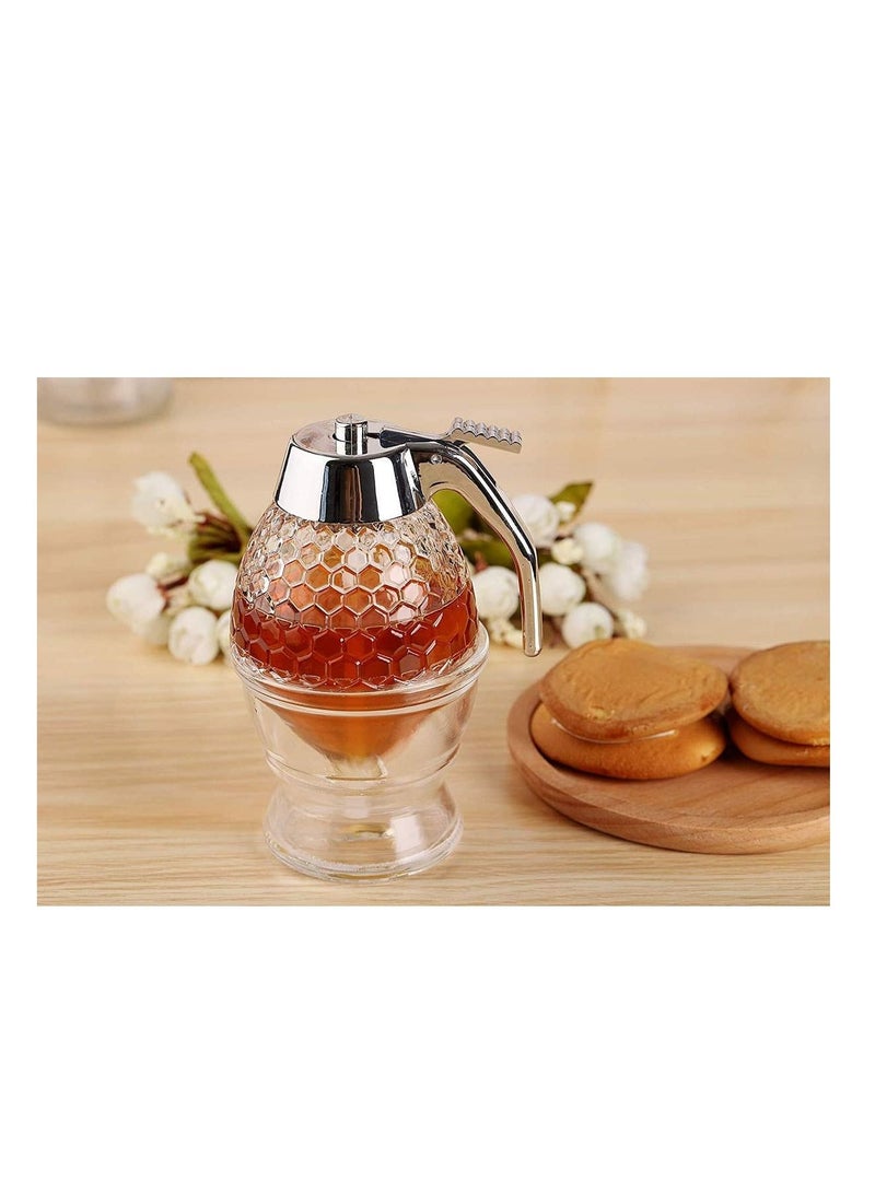 Dispenser with Stand Honey Container, Syrup and Sugar Jar Pot, No Drip Dispenser with High Capacity - Image 3