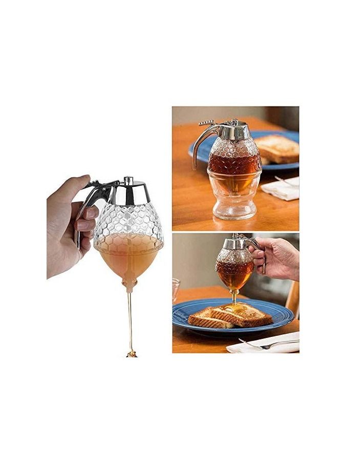 Dispenser with Stand Honey Container, Syrup and Sugar Jar Pot, No Drip Dispenser with High Capacity - Image 4