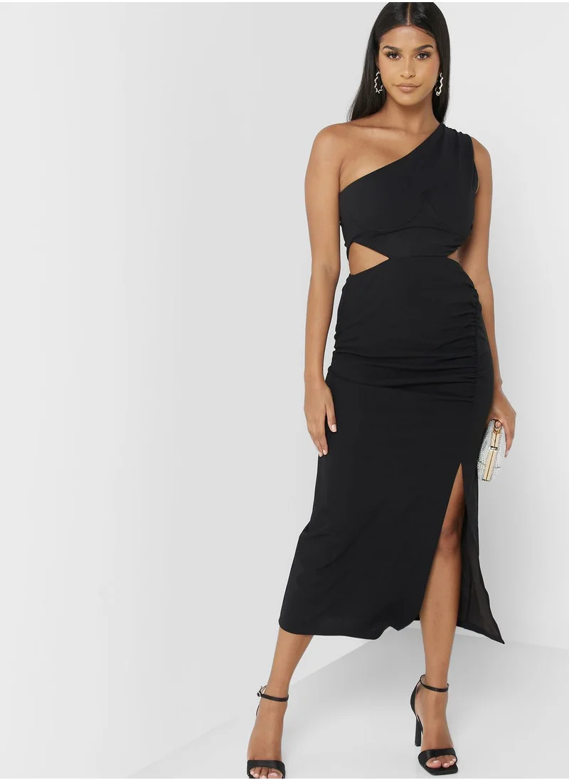 skirt and stiletto One Shoulder Cut Out Dress