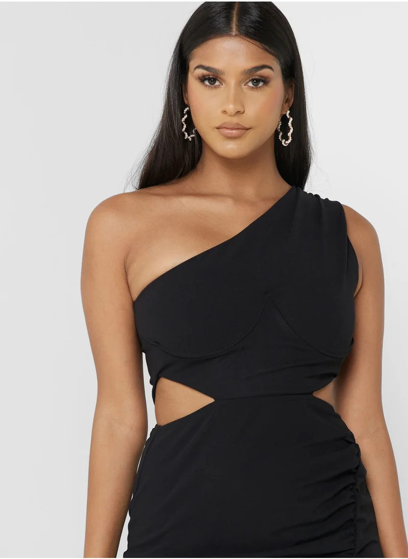 skirt and stiletto One Shoulder Cut Out Dress