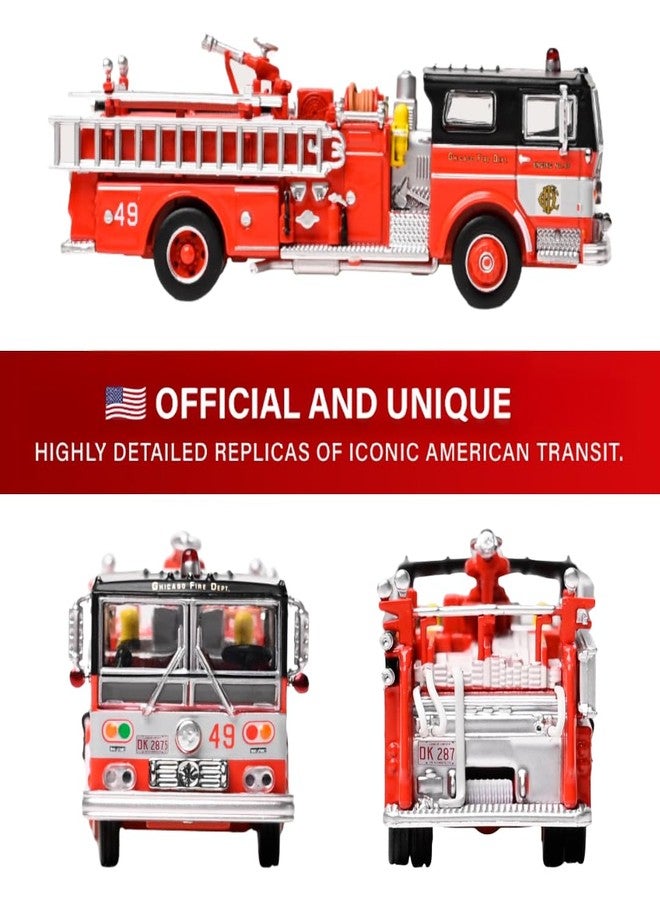 Iconic Replicas 1974 Ward Lafrance Fire Engine: Chicago Fire Department - Engine 49 1:87 (HO) Diecast Model Fire Truck - Image 4