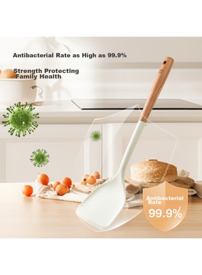 JD.com Jd Jingzao Antibacterial Silicone Spatula With Beech Wood Extended Handle, Non-stick Pan Specialized Cooking Spatula For Home Use, Large Pot Spatula  - Image 2