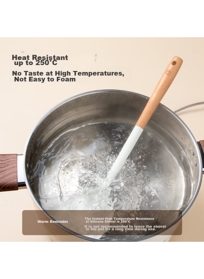 JD.com Jd Jingzao Antibacterial Silicone Spatula With Beech Wood Extended Handle, Non-stick Pan Specialized Cooking Spatula For Home Use, Large Pot Spatula  - Image 3