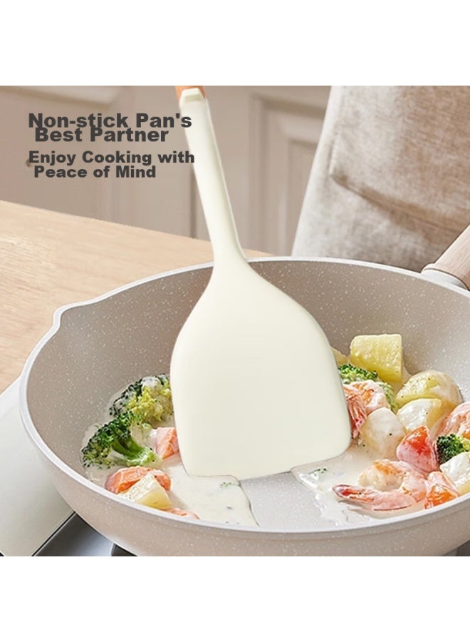 JD.com Jd Jingzao Antibacterial Silicone Spatula With Beech Wood Extended Handle, Non-stick Pan Specialized Cooking Spatula For Home Use, Large Pot Spatula  - Image 4